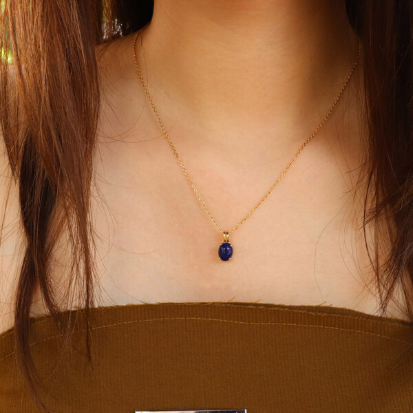 Chris April new arrival fine jewelry 925 sterling silver gold plated  Lapis lazuli pendant necklace - Image 3