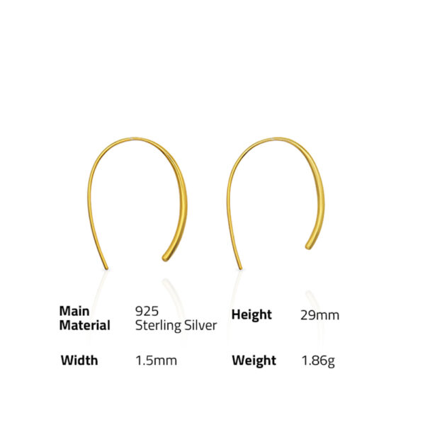 Chril April  INS style 925 sterling silver gold plated polished ladies  Simple temperament U-shaped earrings - Image 6