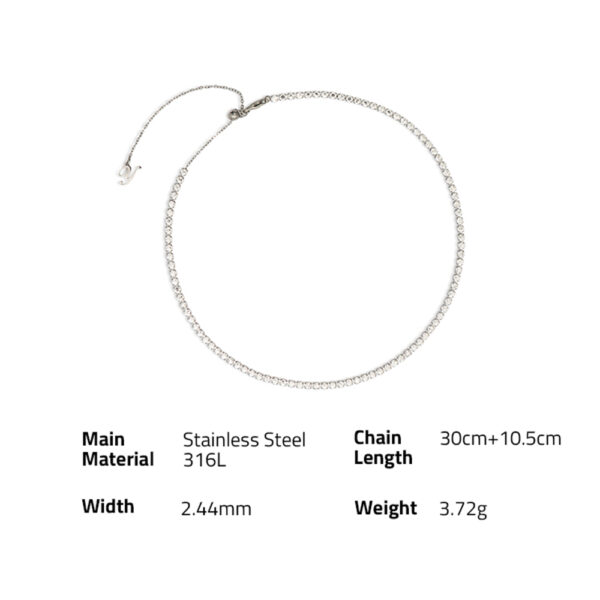 Chris April fashion jewelry PVD plated 316L stainless steel  bejeweled zircon choker chain necklace - Image 6