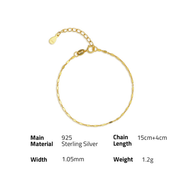 Chris April Fine jewelry 925 sterling silver 18k gold plated simple design block beads square chain bracelet for women - Image 6