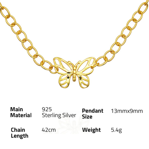 Chris April 925 sterling silver gold plated Hollow out butterfly pendant necklace for women - Image 6