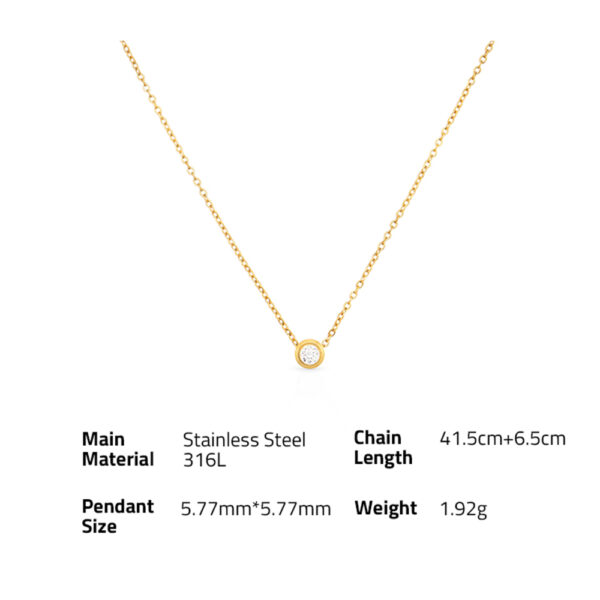 Chris April simple simple stainless steel PVD plated classic solo zircon bead necklace - Image 6