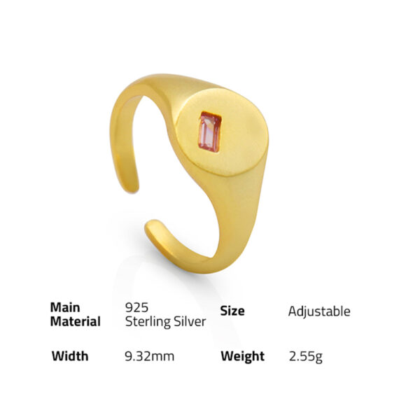 Chris April fine jewelry in stock gold plated 925 sterling silver signet ring with zircon - Image 6