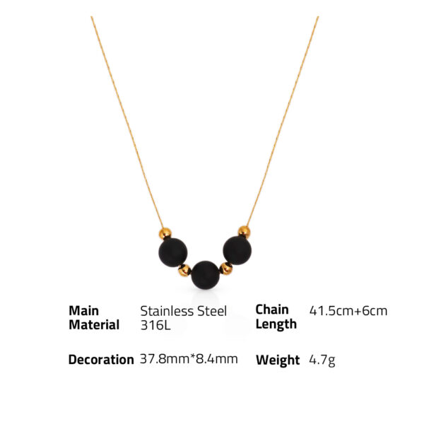 Chris April PVD gold plated 316L stainless steel simple natural gems power stones pendant beads chain necklace - Image 6