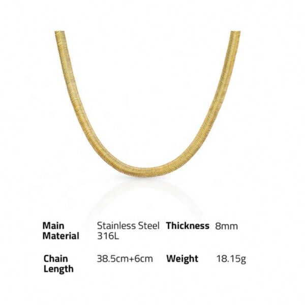 Chris April fashion jewelry PVD gold plated 316L stainless steel snake chain choker necklace for women - Image 6