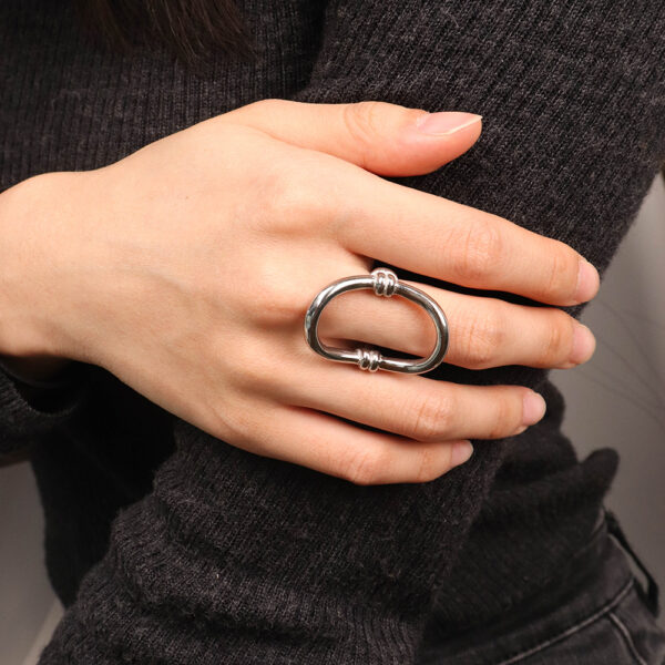 Chris April Fashion 316L stainless steel 18k PVD plated exaggerate chunky open finger ring - Image 5