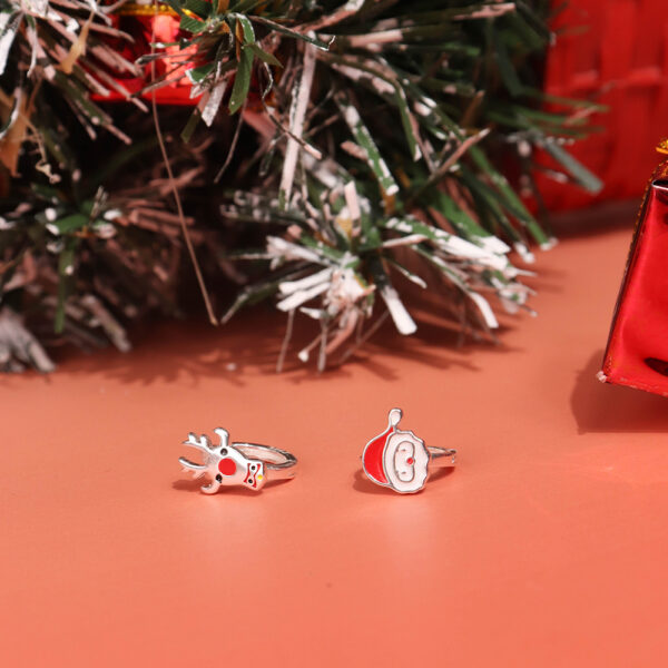 Chris April in stock 925 sterling silver christmas santa claus reindeer irregular earrings - Image 4