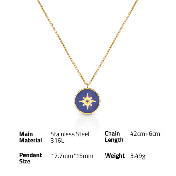 Chris April fashion jewelry PVD gold plated 316L stainless steel eight awn stars sign enamel pendant necklace - Image 6