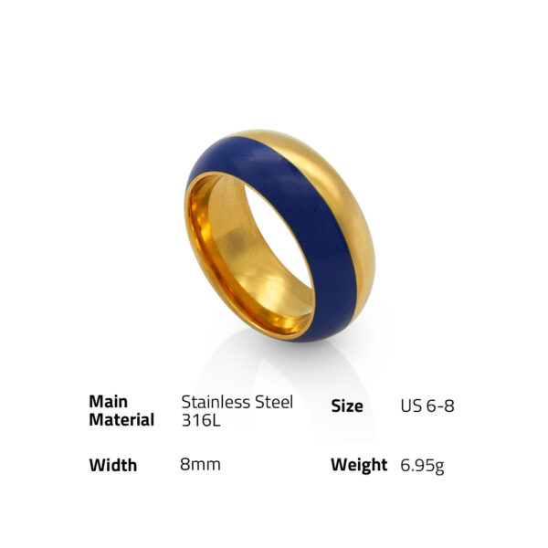 Chris April retro 316L stainless steel PVD plated bicolor navy-blue soft ceramic enamel ring - Image 6