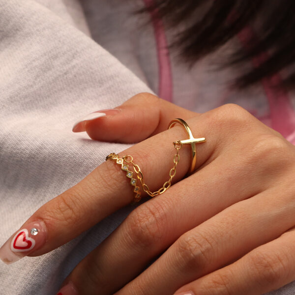 Chris April korean fashion 18k gold plated 925 sterling silver Bright flow rings for women - Image 4