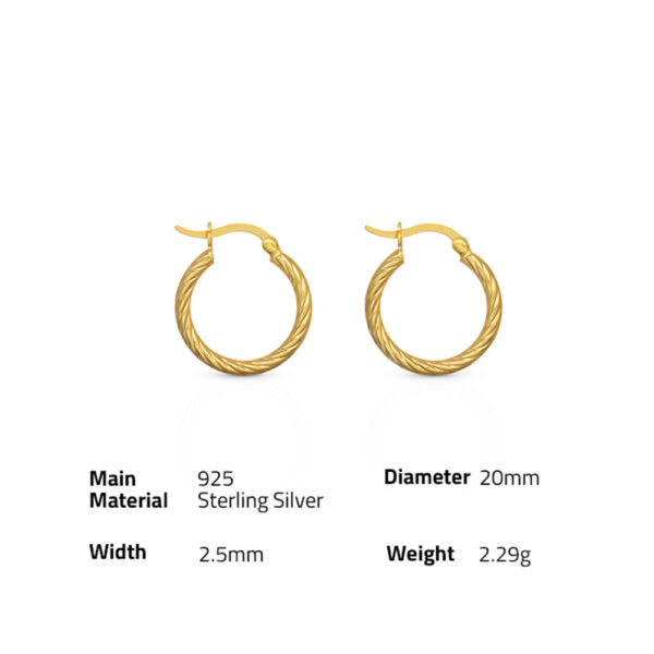 Chris April korean version 925 sterling silver jewelry gold plated Twist circle Fashion hoop earrings - Image 6