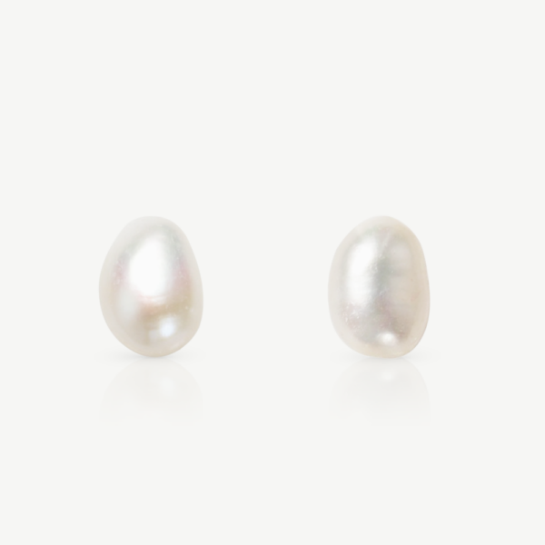 Chris April gold plate 925 sterling silver natural sweetwater baroque pearls stud earrings - Image 6