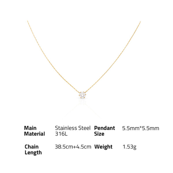 Chris April trendy 316L stainless steel PVD 14K gold plated six claw zircon necklace jewelry for women - Image 6