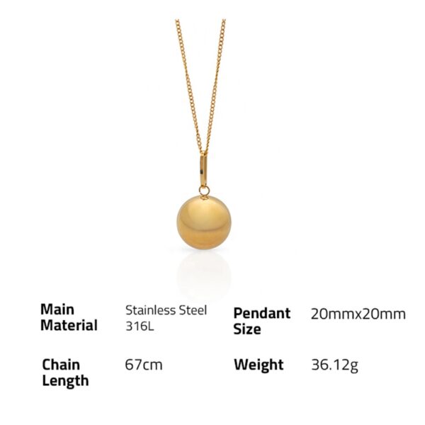 Chris April in stock fashion jewelry PVD gold plated 316l stainless steel Thick-plated solid ball pendant Necklace - Image 6