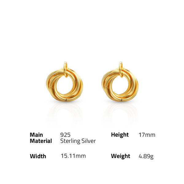 Chris April fine jewelry 925 sterling silver 18k gold plated mobius hoops multi-layers circle earrings - Image 6