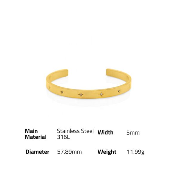 Chris April fashion design 316L stainless steel simple PVD gold plated personalized Modern Streamer ten octagon open bracelet - Image 6