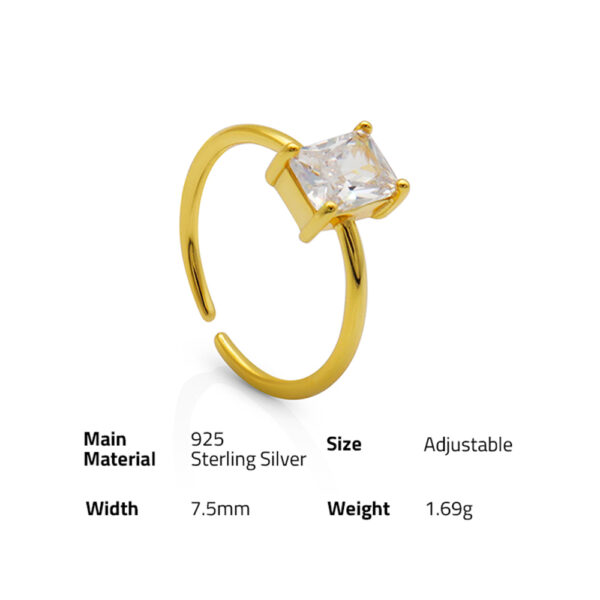 Chris April fine jewelry in stock gold plated 925 sterling silver Emerald cut cubic zirconia ring for women - Image 6