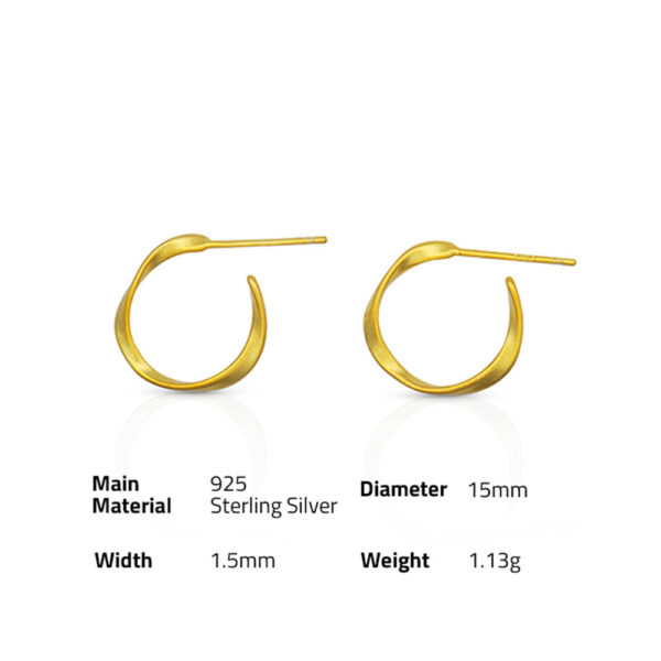 Chris April trending In Stock 925 sterling silver 18k Gold Plated simple distortion Big Circle Hoop Earrings - Image 6