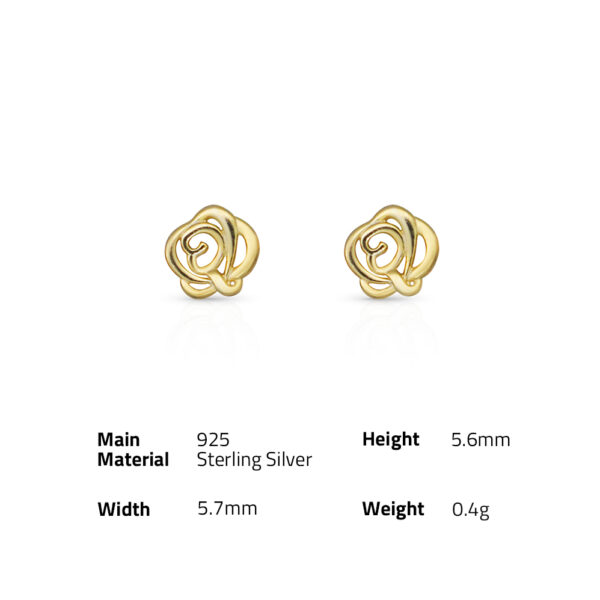 Chris April fine jewelry 925 Sterling Silver 18k gold plated simple hollowed out cute rose flower stud earrings - Image 6