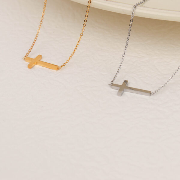 Chris April in Stock 316L stainless steel PVD plated simple cross choker - Image 5