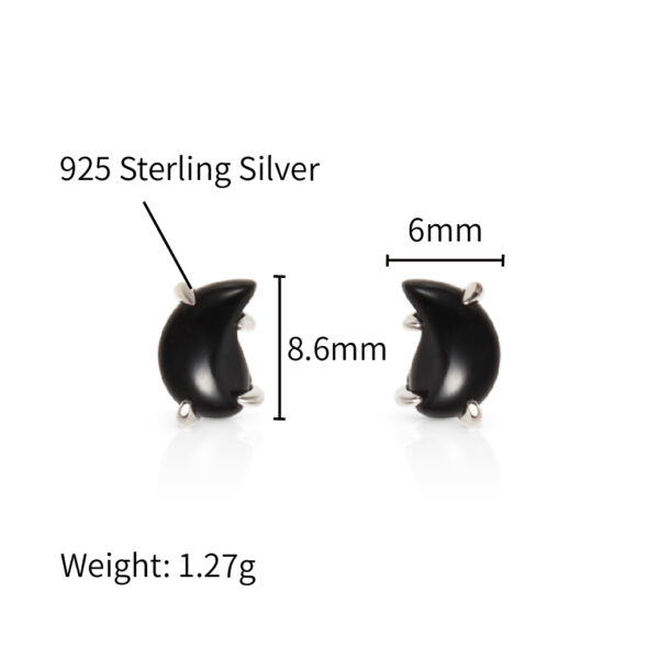 Chris April gold plate 925 sterling silver gems black onyx white cat eye water drop stud earrings - Image 6