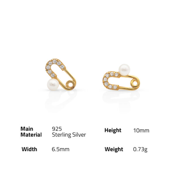 Chris April in stock fine jewelry gold plated 925 sterling silver pin stud earring with shell pearl - Image 6