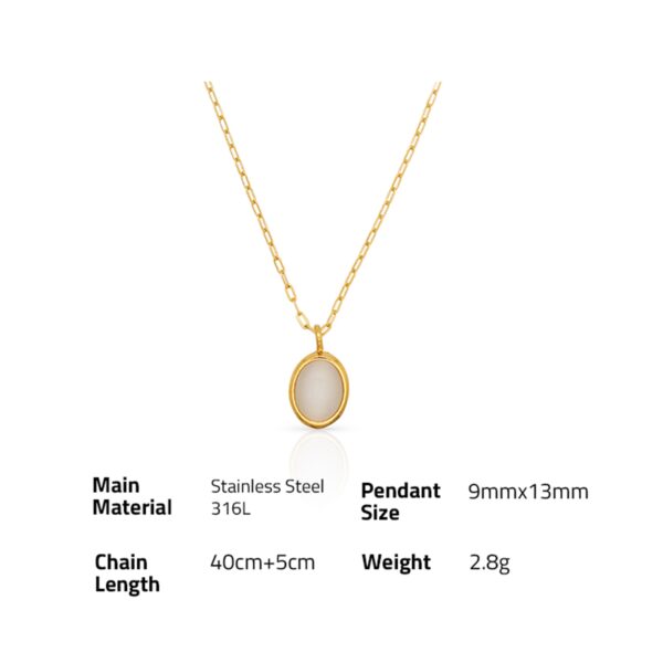 Chris April fashion Jewelry PVD gold plated 316L stainless steel cat's eye oval gemstone pendant necklace - Image 6