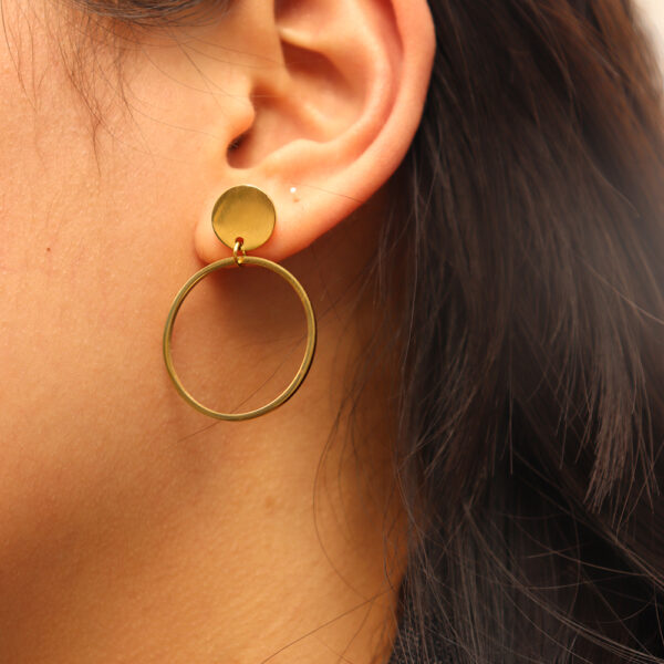 Chris April in stock 316L stainless steel PVD gold plated big circle drop earrings - Image 5