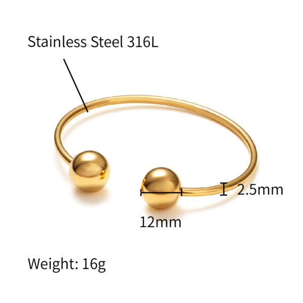 Chris April 316L flexible stainless bracelets gold plated solid ball fashion jewelry bracelets bangles - Image 6