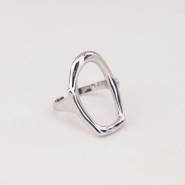 Chris April silver plated 925 sterling silver oval hollow-out exaggerate ring - Image 5