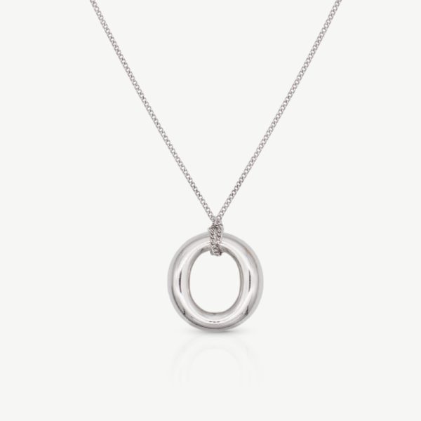 Chris April silver plated 925 sterling silver chunky round loop pendant curb chain necklace - Image 6