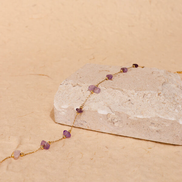 Chris April in stock stainless steel natural amethyst crystal quartz satellite chain necklace - Image 4