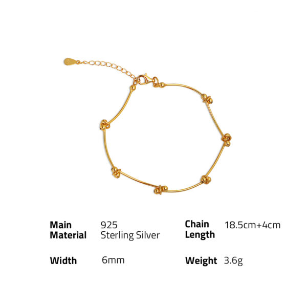 Chris April Fine jewelry 925 sterling silver 18k gold plated simple design nunchakus link chain bracelet for women - Image 6