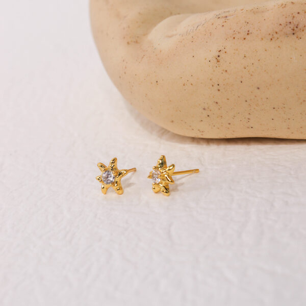 Chris April  925 sterling silver minimalist zircon organic shape starfish ear back stud earrings - Image 3