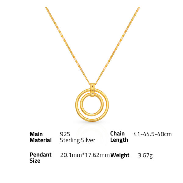 Chris April fine jewelry 925 sterling silver gold plated concentric circle geometric pendant necklace - Image 6