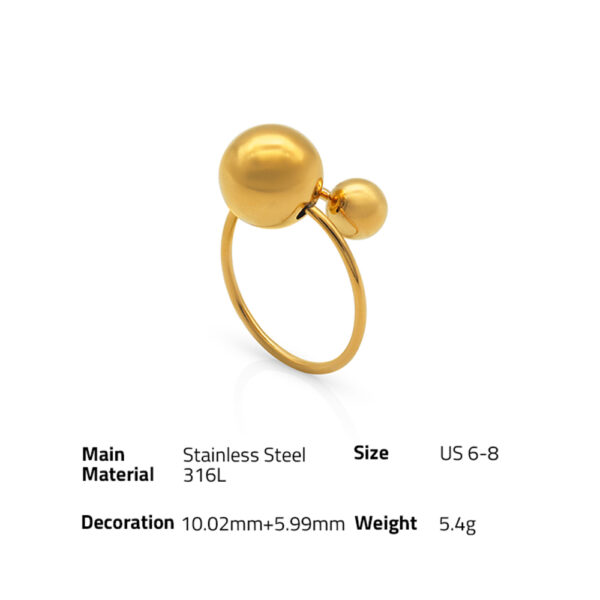 Chris April minimalist stainless steel PVD plated vermeil adjustable bead ring - Image 6