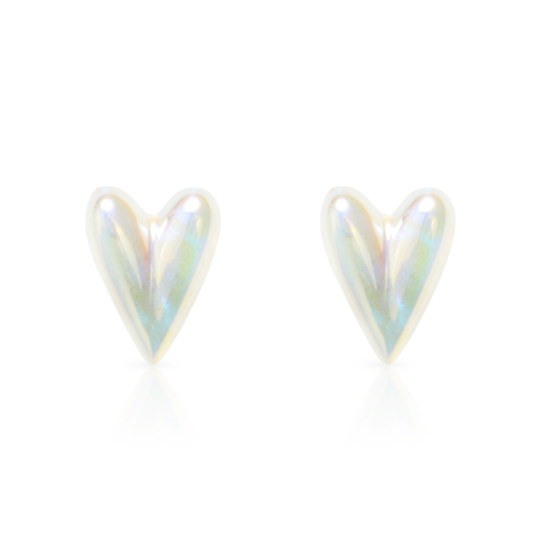 Chris April gold plate 925 sterling silver rainbow color imitation gem heart shape stud earrings - Image 6