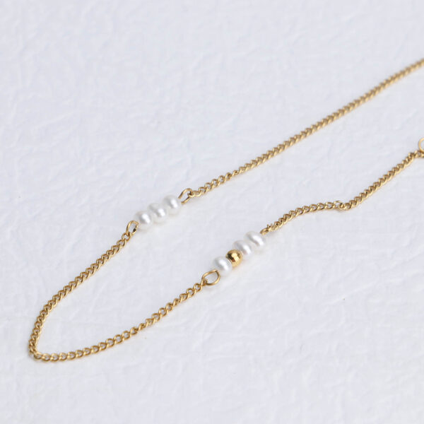 Chris April Low MOQ 316L stainless steel simple stackable freshwater pearls chain gold link necklace - Image 4