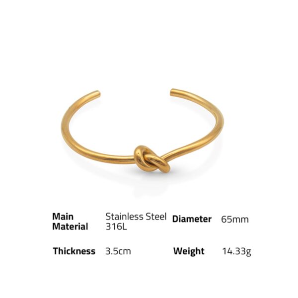 Chris April in stock 316L stainless steel PVD gold plated water-proof knot cuff bracelet for women - Image 6