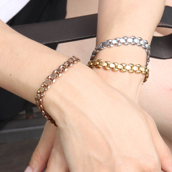 Chris April in stock fashion jewellery 316L stainless steel PVD gold plated non-tarnish watch chain bracelet - Image 5