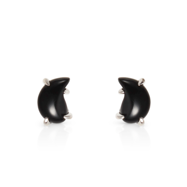 Chris April gold plate 925 sterling silver gems black onyx white cat eye water drop stud earrings - Image 4