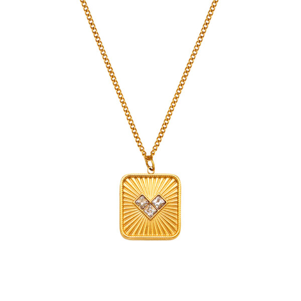 Chris April 316L stainless steel gold small dainty minimalist cubic heart zircon necklace - Image 3