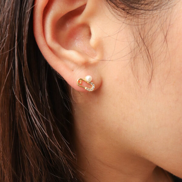 Chris April in stock fine jewelry gold plated 925 sterling silver pin stud earring with shell pearl - Image 3