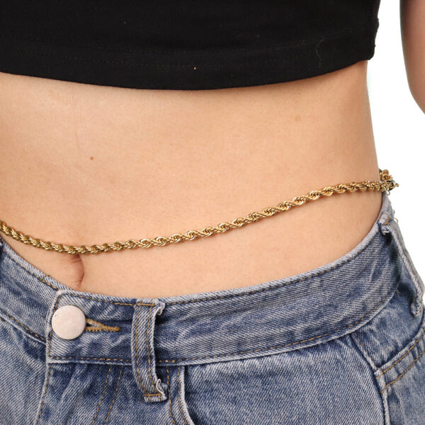 Chris April minimalist 316L stainless steel PVD gold plated 5mm simple rope twisting long belt chain - Image 3