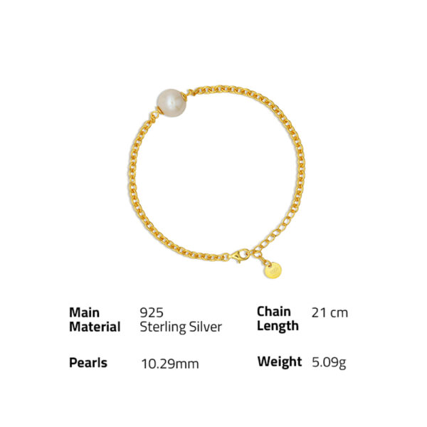 Chris April 925 sterling silver gold plated natural cultured pearl heavy chain bracelets - Image 6