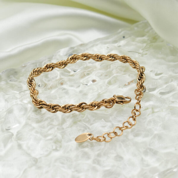 Chris April fashion design 316L stainless steel simple PVD gold plated thick rope chain bracelet - Image 4