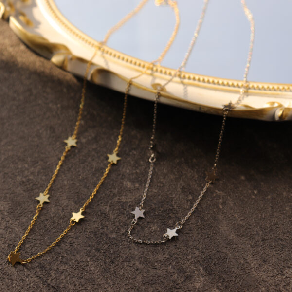 Chris April in stock 925 sterling silver gold plated smooth star charm necklace for women - Image 4