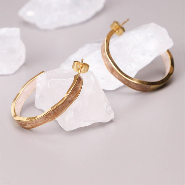 Chris April 316L stainless steel PVD plated enamel C shape hoops earrings - Image 5