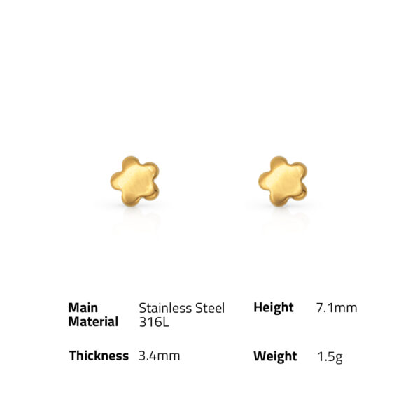 Chris April Anti-tarnish 18k PVD gold plated 316L stainless steel cute design simple star flower shape stud earrings - Image 6