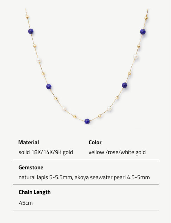 Chris April solid gold sea pearl lapis lazuli akoya pearl bead charms necklaces - Image 6